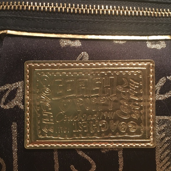 Coach Poppy Graffiti Scribble Tote Bag in Black and Gold!!! - Picture 7 of 15